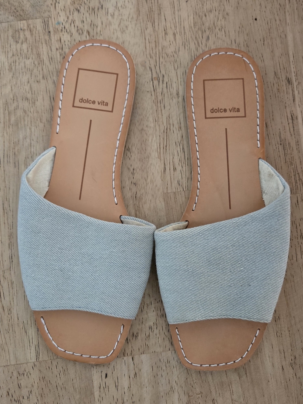 Dolce Vita Light Blue Fabric Slide Mules